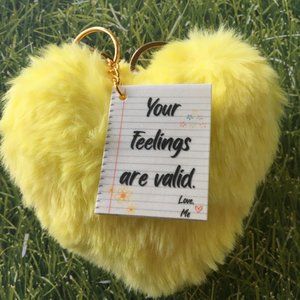 Mental Health Fuzzy Love Note Keychain Yellow